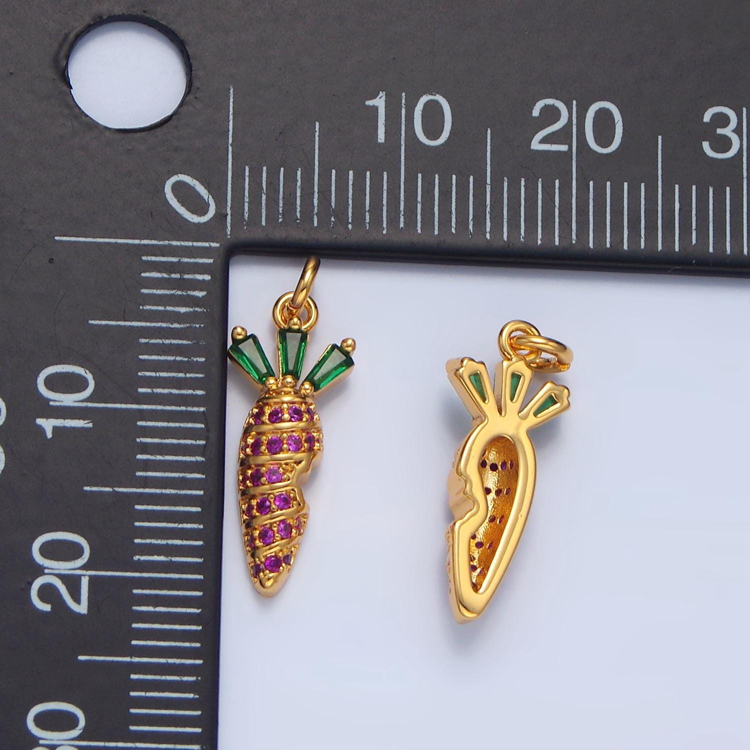 Micro Paved Purple CZ Carrot 7mm 24K Gold Filled Charm | X-617