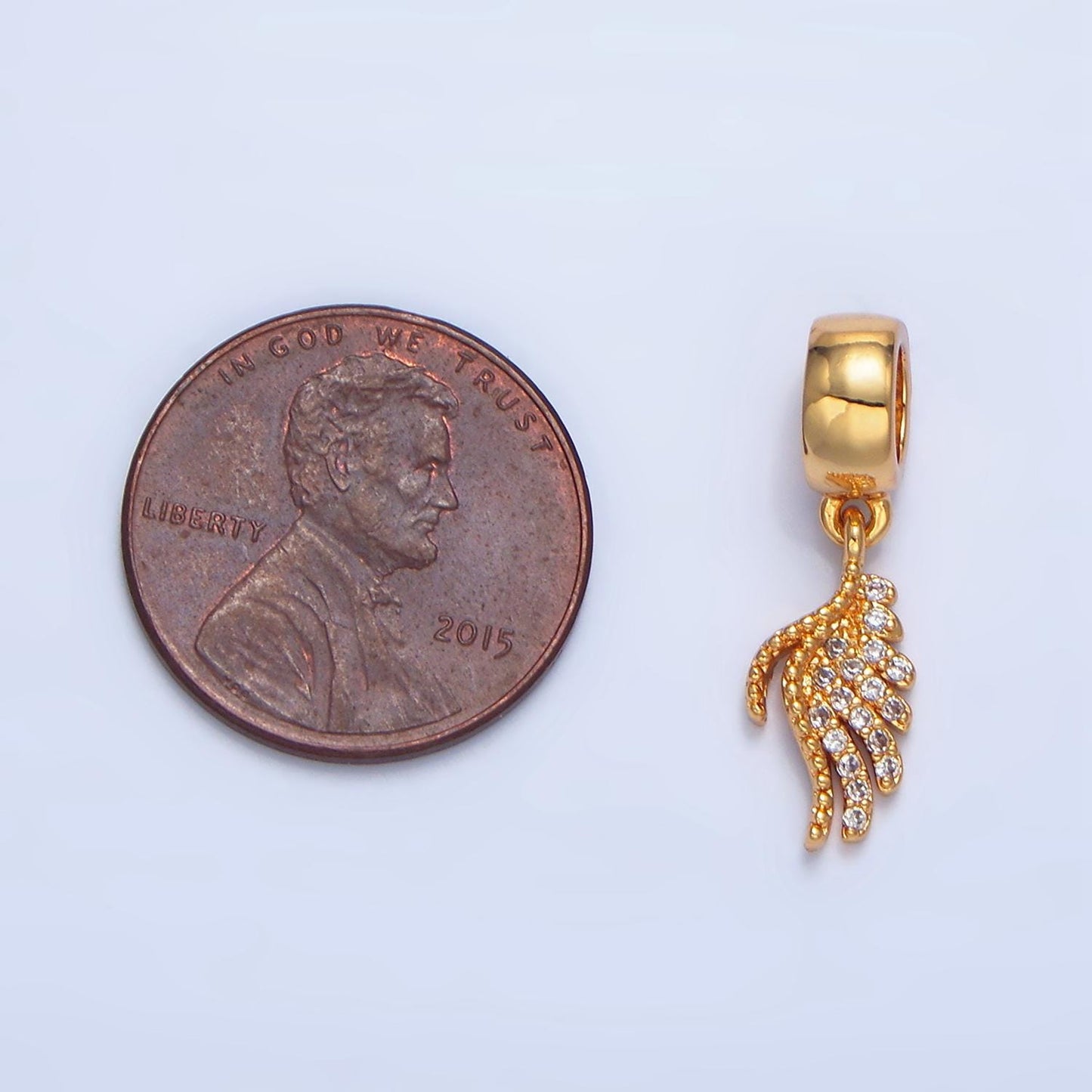 Single Textured Mini CZ Wing 24K Gold Filled Charms | X-623
