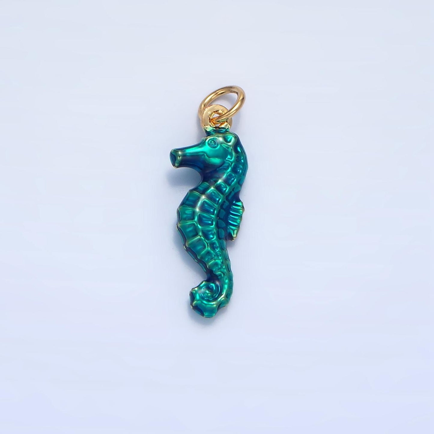 Multi-Color Enamel Seahorse 21mm 24K Gold Filled Animal Charm | X786-X788