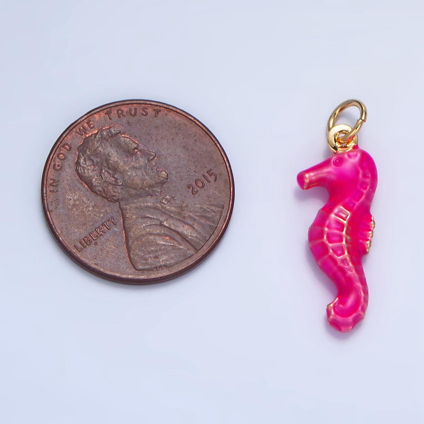 Multi-Color Enamel Seahorse 21mm 24K Gold Filled Animal Charm | X786-X788