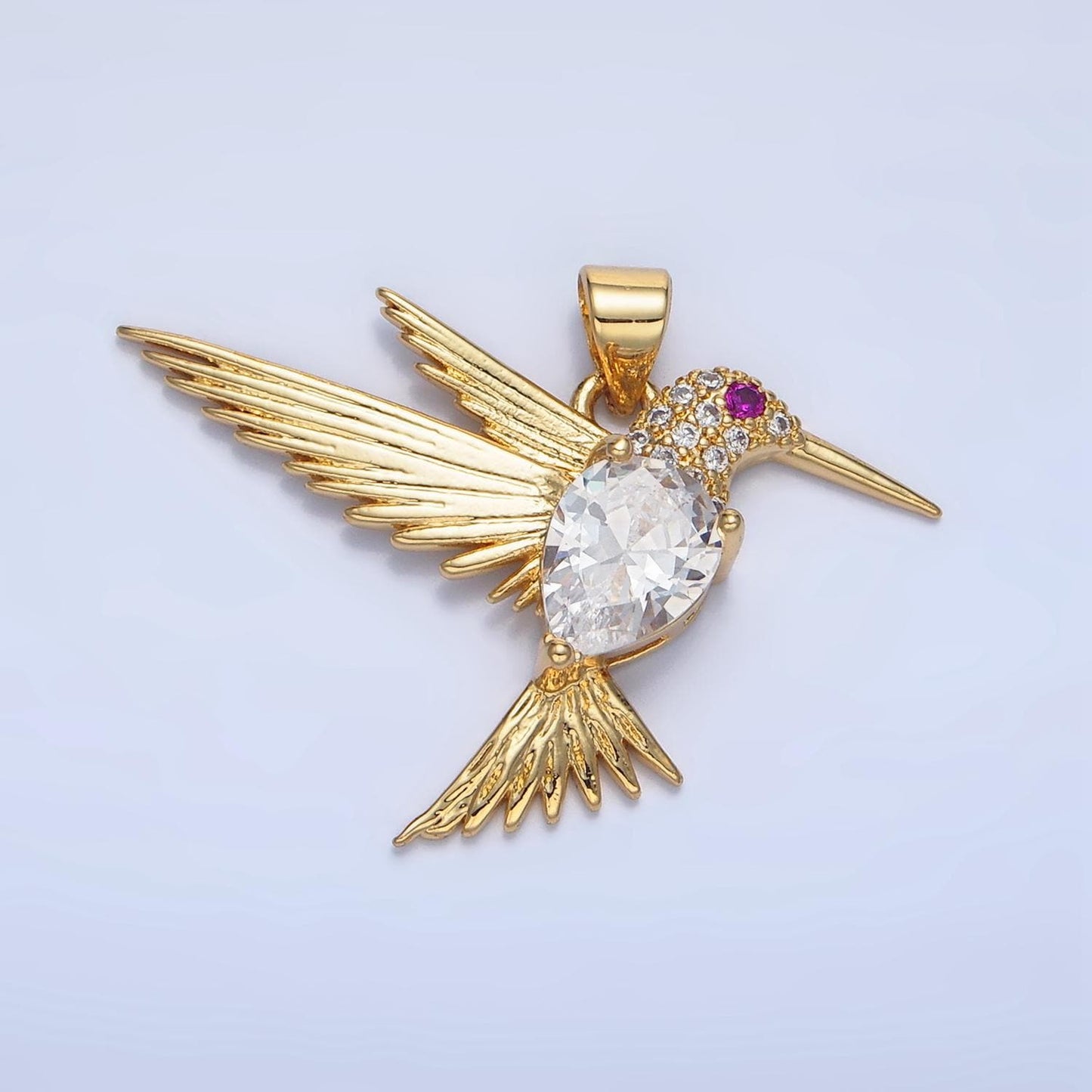 Micro Paved Clear CZ Hummingbird Gold Filled Animal Charm | AA-141