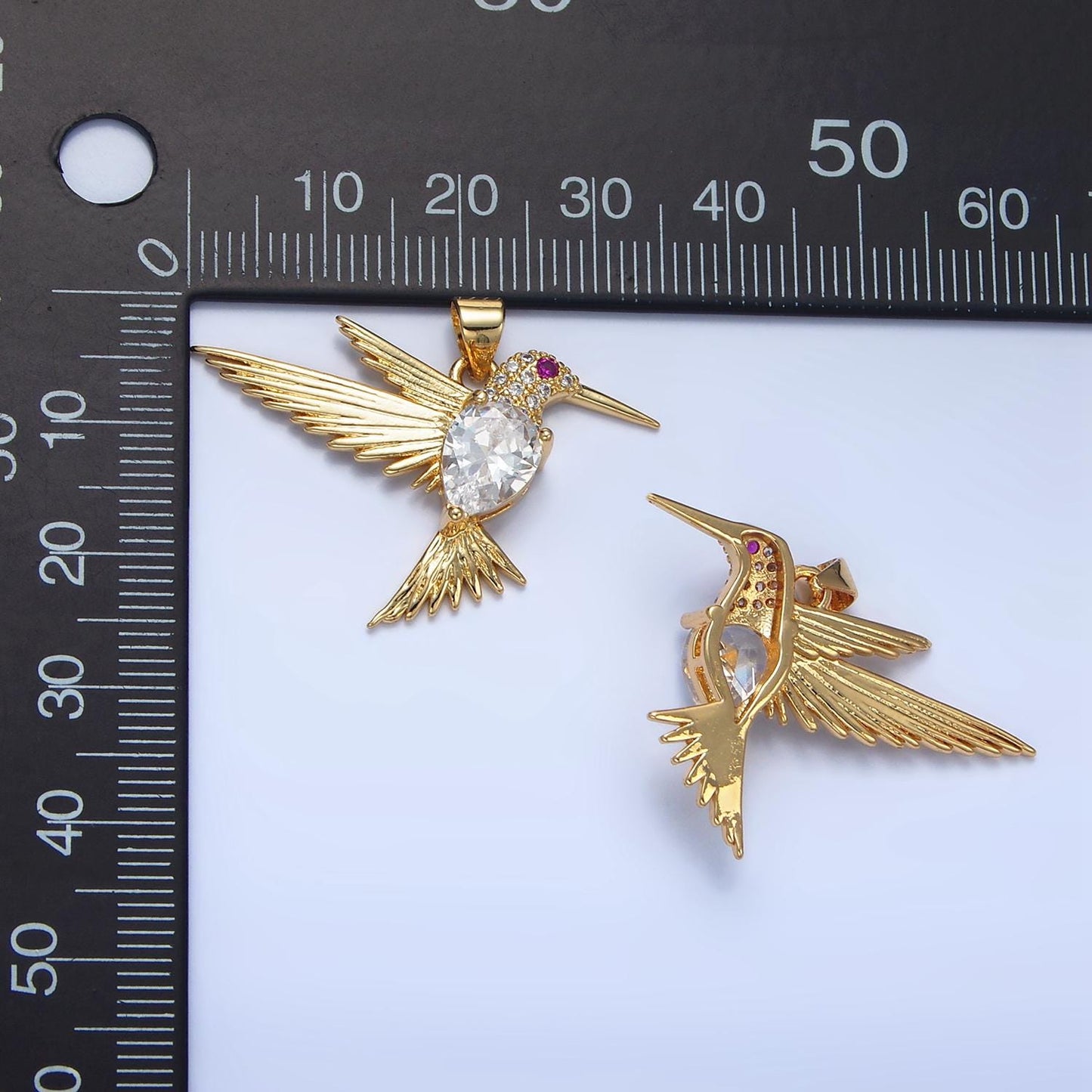 Micro Paved Clear CZ Hummingbird Gold Filled Animal Charm | AA-141