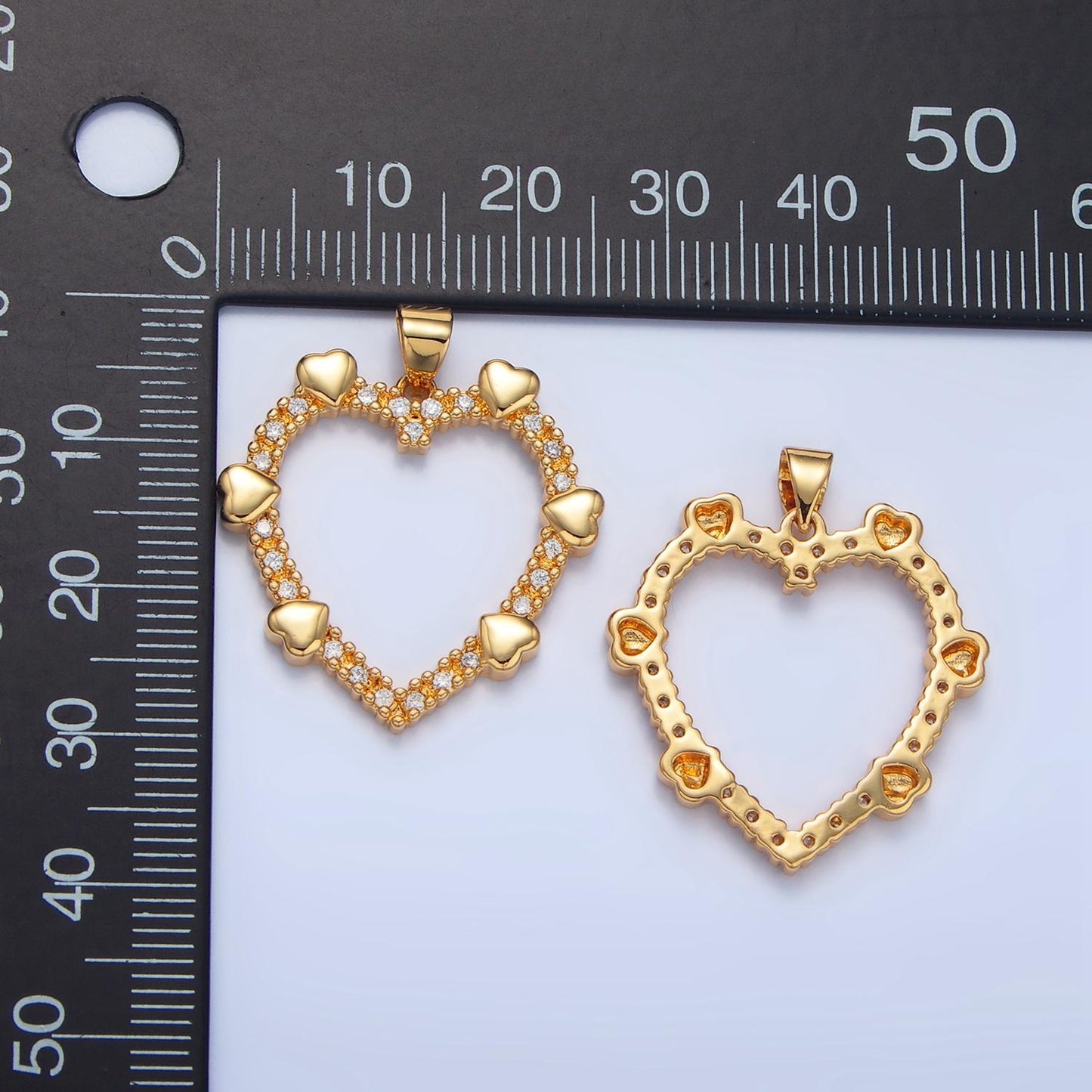 Micro Paved CZ Hearts on Hearts Gold Filled Love Pendant | AA-137