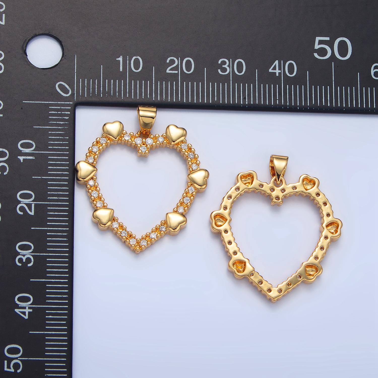 Micro Paved CZ Hearts on Hearts Gold Filled Love Pendant | AA-137