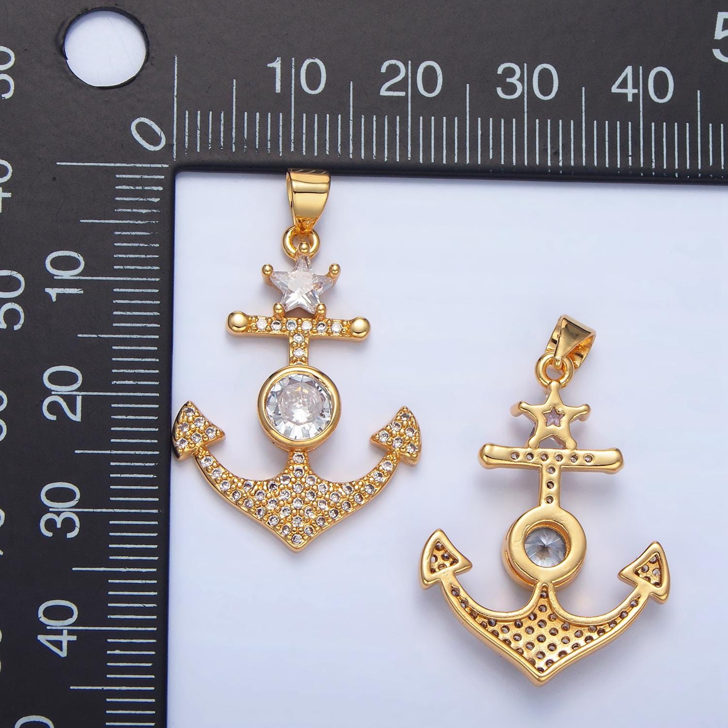 Sea Anchor Micro Paved CZ 24K Gold Filled Sea Pendant | AA-138