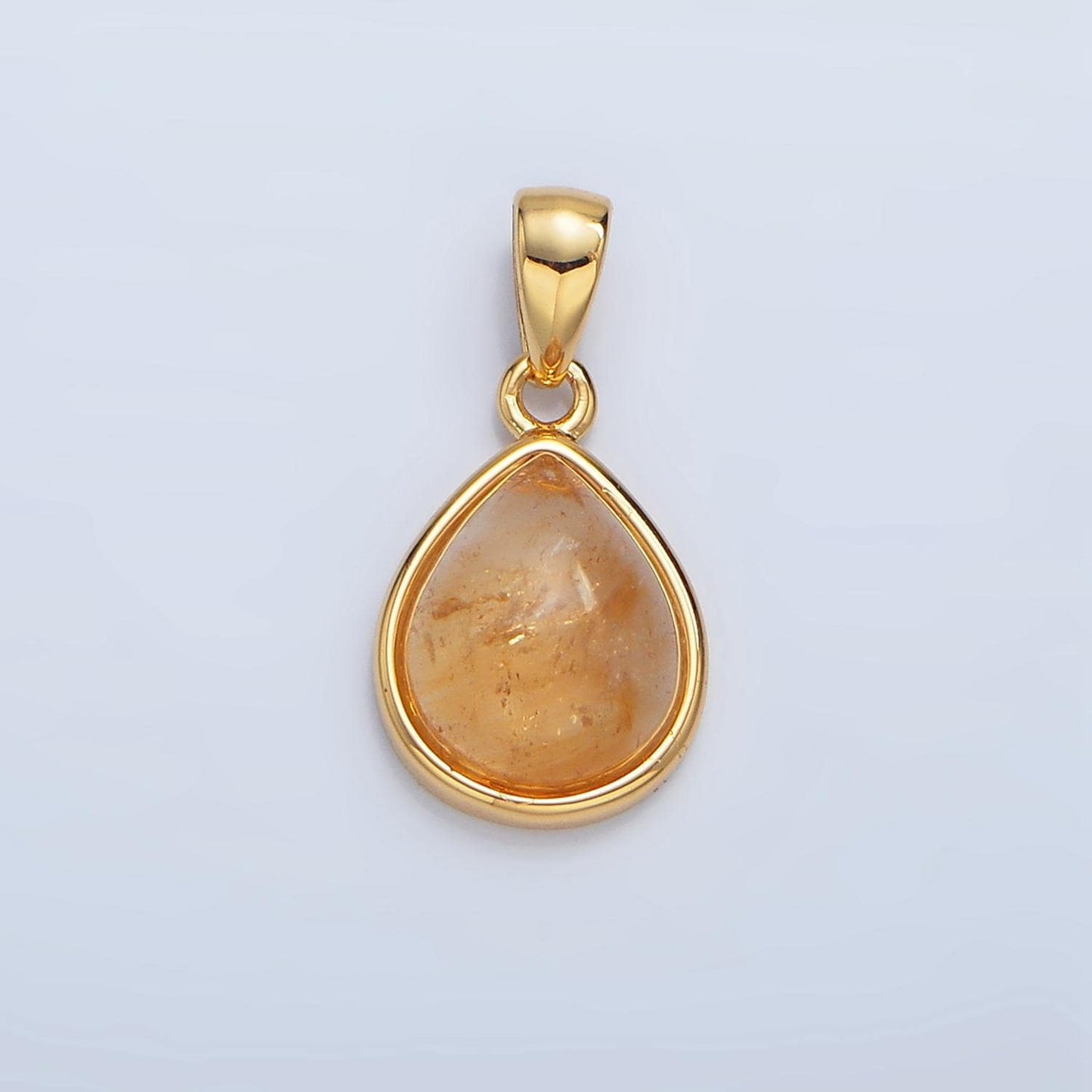 Natural Teardrop Gemstone Bezel 24K Gold Filled Pendant | AA-959