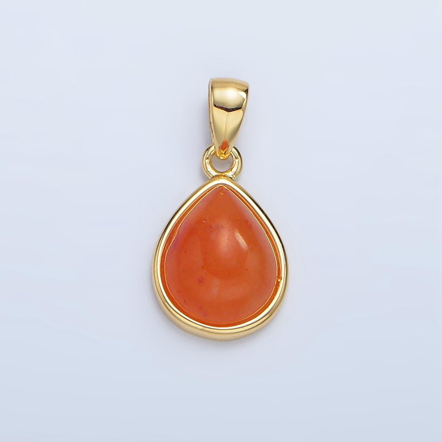 Natural Teardrop Gemstone Bezel 24K Gold Filled Pendant | AA-959