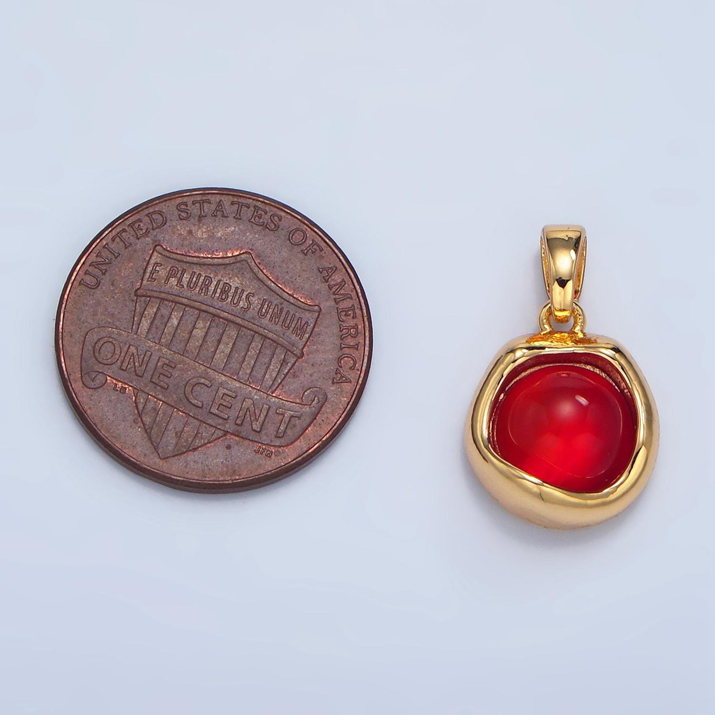 Round Blood Stone Embedded in 24K Gold Filled Molten Charm | AA-133