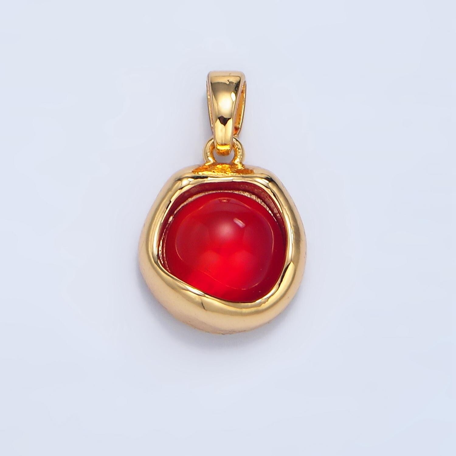 Round Blood Stone Embedded in 24K Gold Filled Molten Charm | AA-133
