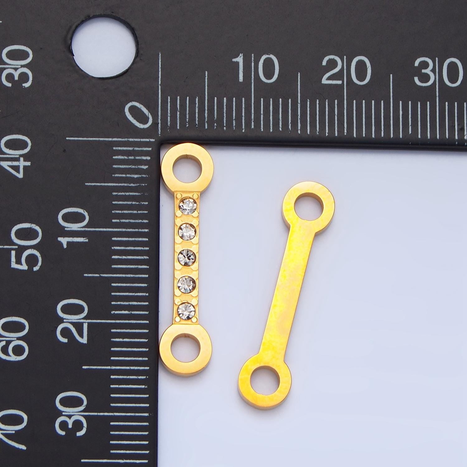 Stainless Steel Gold Hand Cuff Charm Connector for Bracelet Necklace Minimalist Link Connector with CZ Stone F415