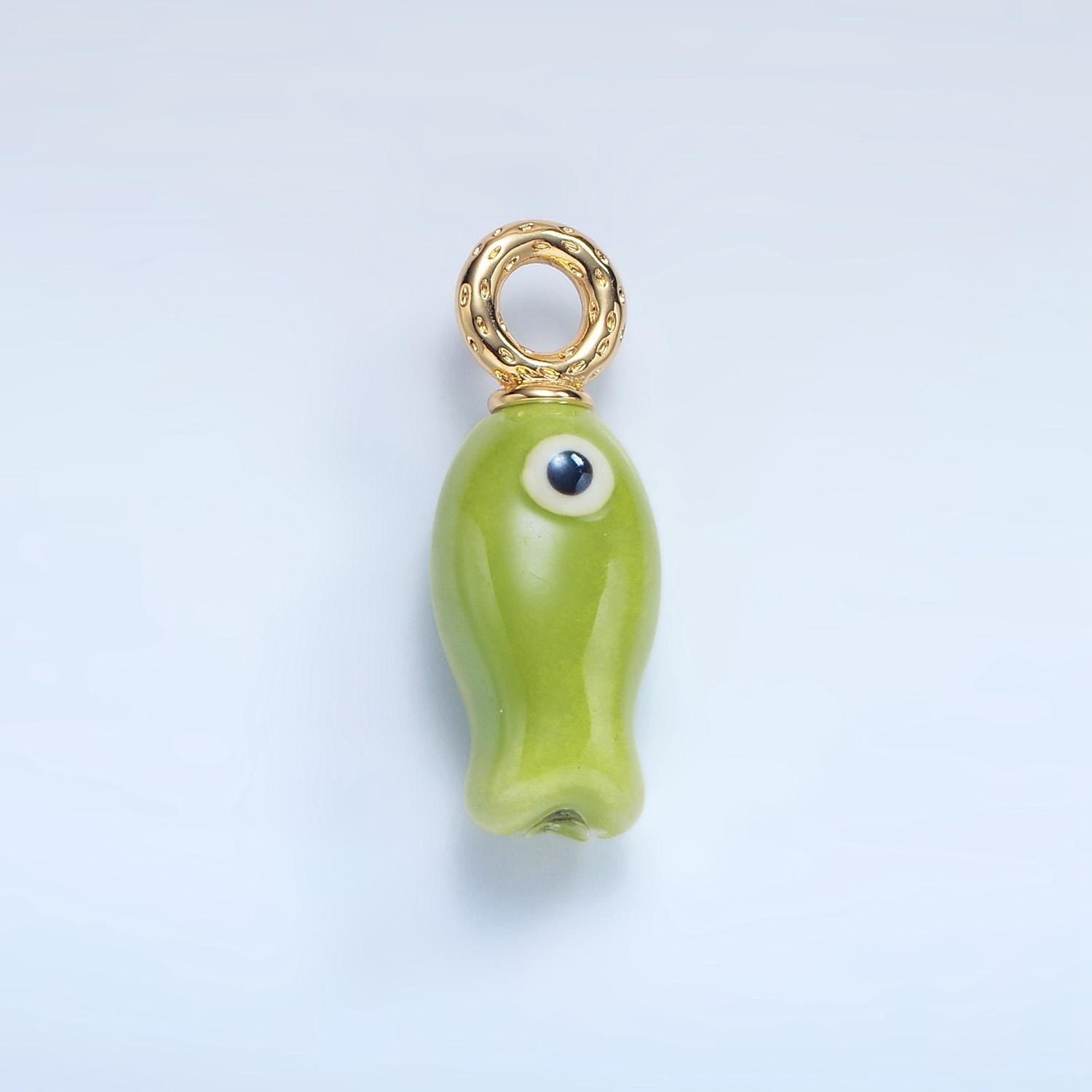 Colorful Ceramic Fish Charm Handmade Painting Ceramic Porcelain Animal Charm For Necklace Bracelet Jewelry Making Supply