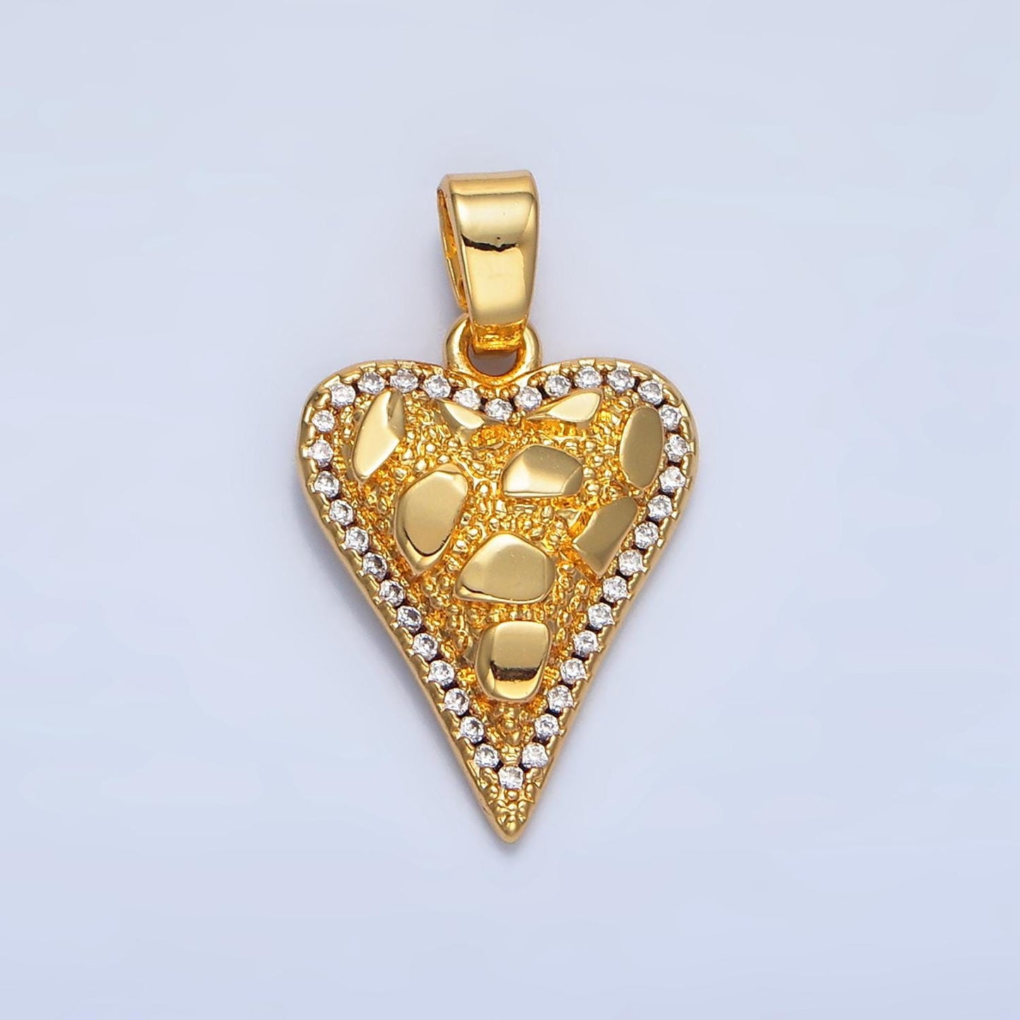 Gold Heart Mosaic Tile Charm for Valentine Necklace Pendant Jewelry Making Supply AA791