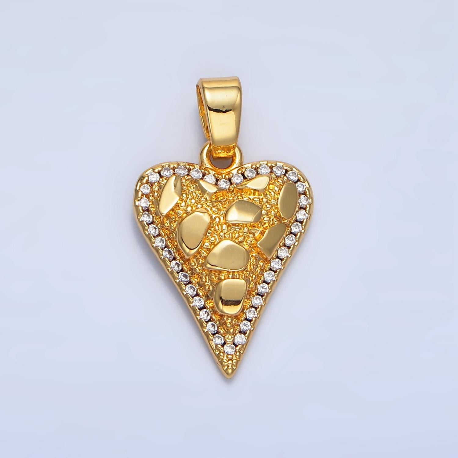 Gold Heart Mosaic Tile Charm for Valentine Necklace Pendant Jewelry Making Supply AA791