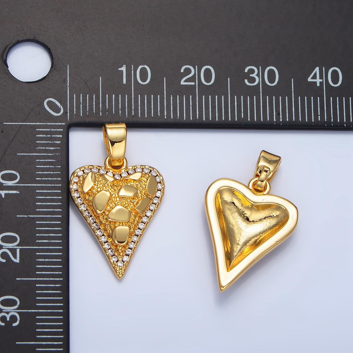 Gold Heart Mosaic Tile Charm for Valentine Necklace Pendant Jewelry Making Supply AA791