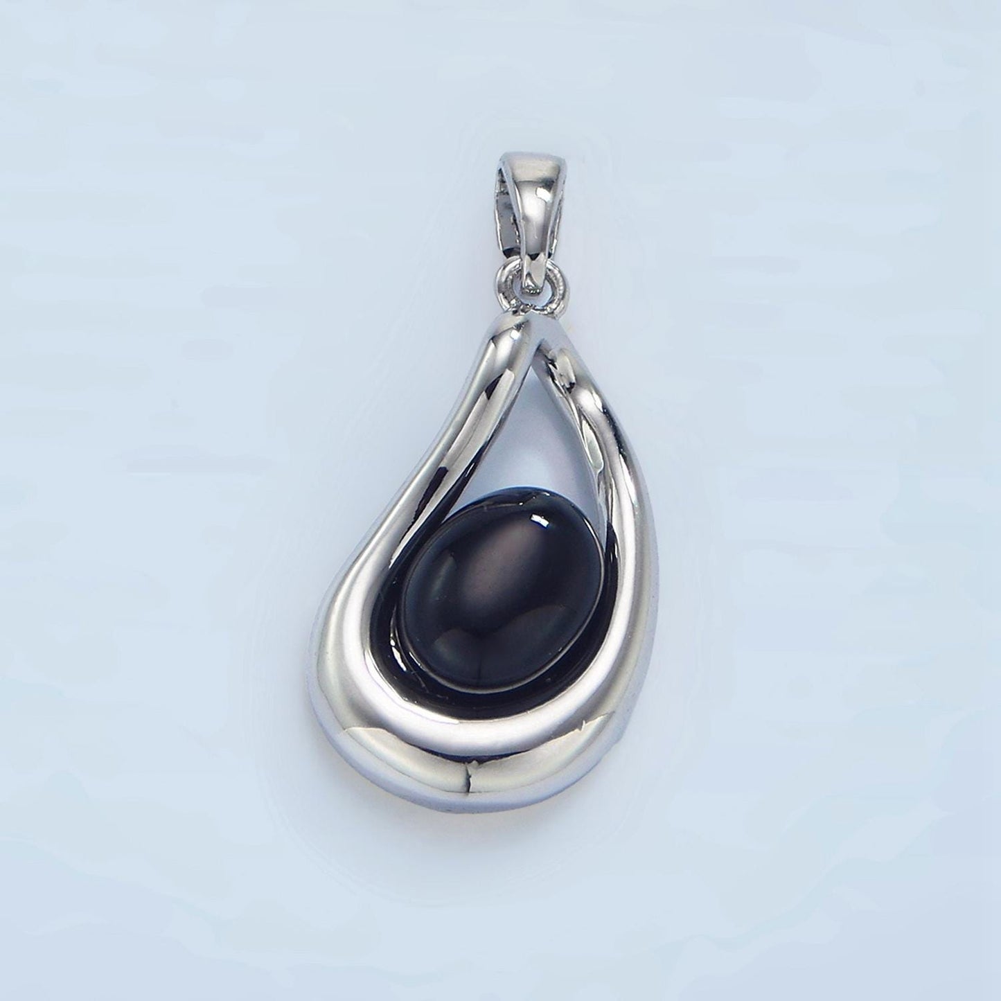 Black Onyx Pendant Molten Charm for Statement Necklace Jewelry AA986
