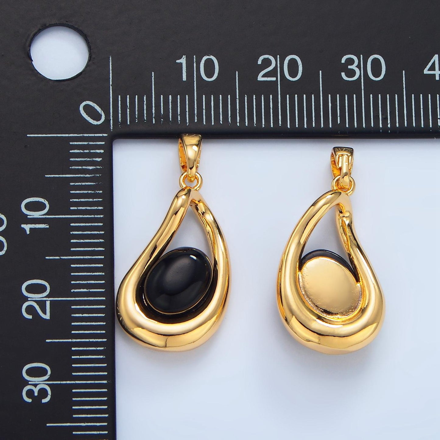 Black Onyx Pendant Molten Charm for Statement Necklace Jewelry AA986