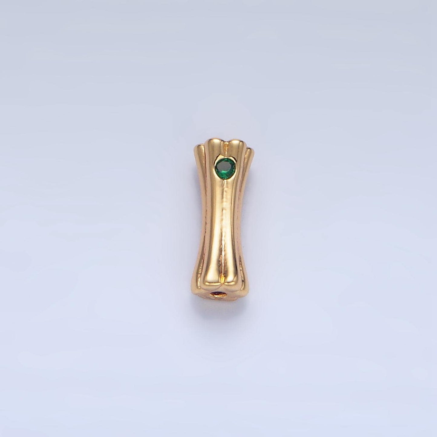 18K Gold Filled Tube Spacer Beads Dainty Tube Spacer Beads with Green CZ for DIY Jewelry Making Supply B040