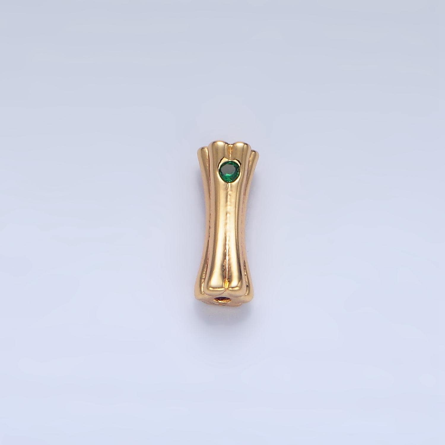 18K Gold Filled Tube Spacer Beads Dainty Tube Spacer Beads with Green CZ for DIY Jewelry Making Supply B040
