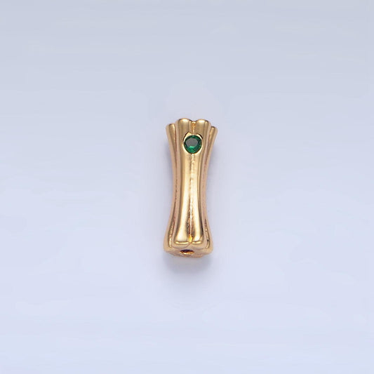 18K Gold Filled Tube Spacer Beads Dainty Tube Spacer Beads with Green CZ for DIY Jewelry Making Supply B040