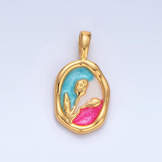 Dainty Gold Tulip Charms White, Pink Enamel Flower charm Abstract Oval Charm Medallion for Necklace Bracelet AA798