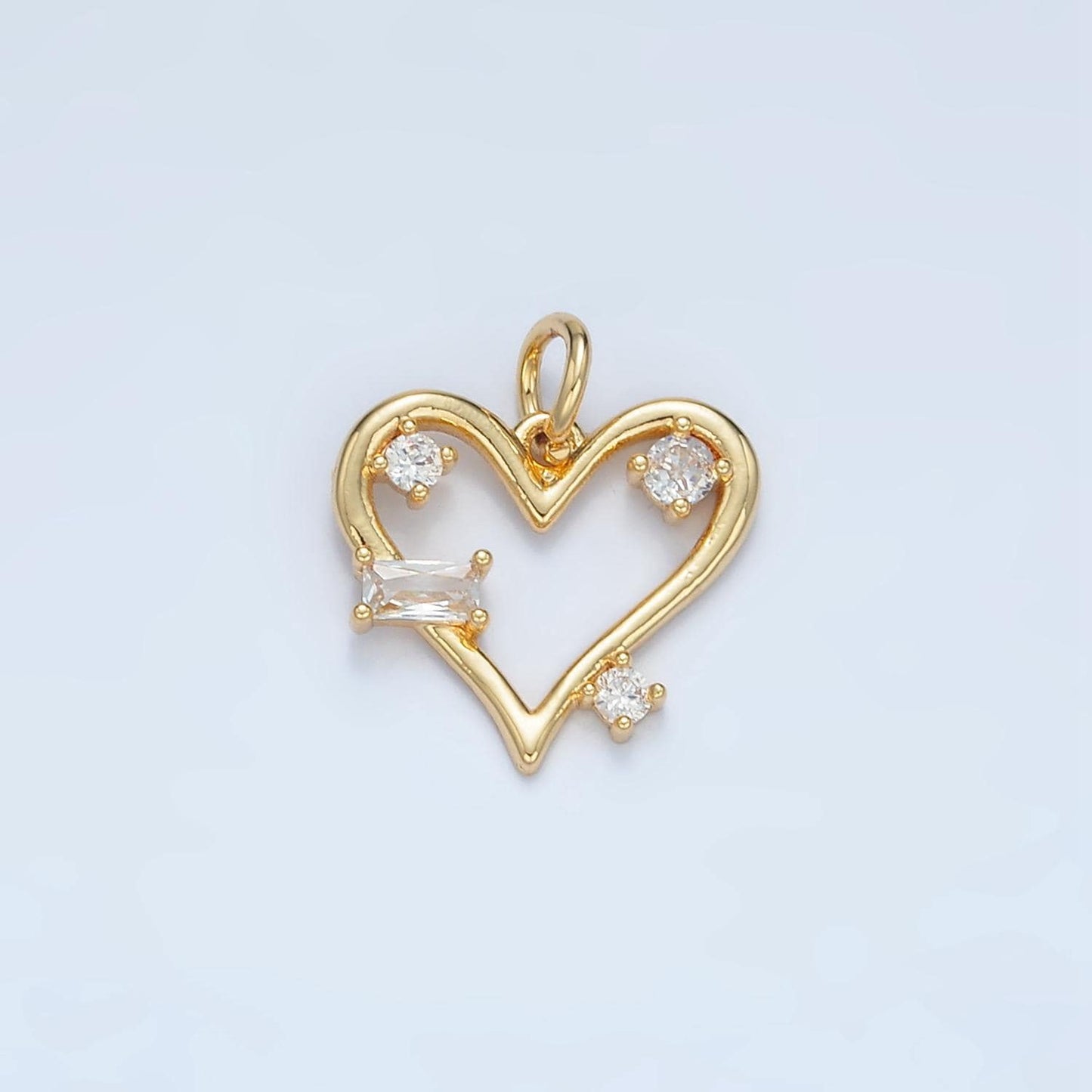 Mini Open Heart Abstract CZ Paved Gold Filled Charm | E-737