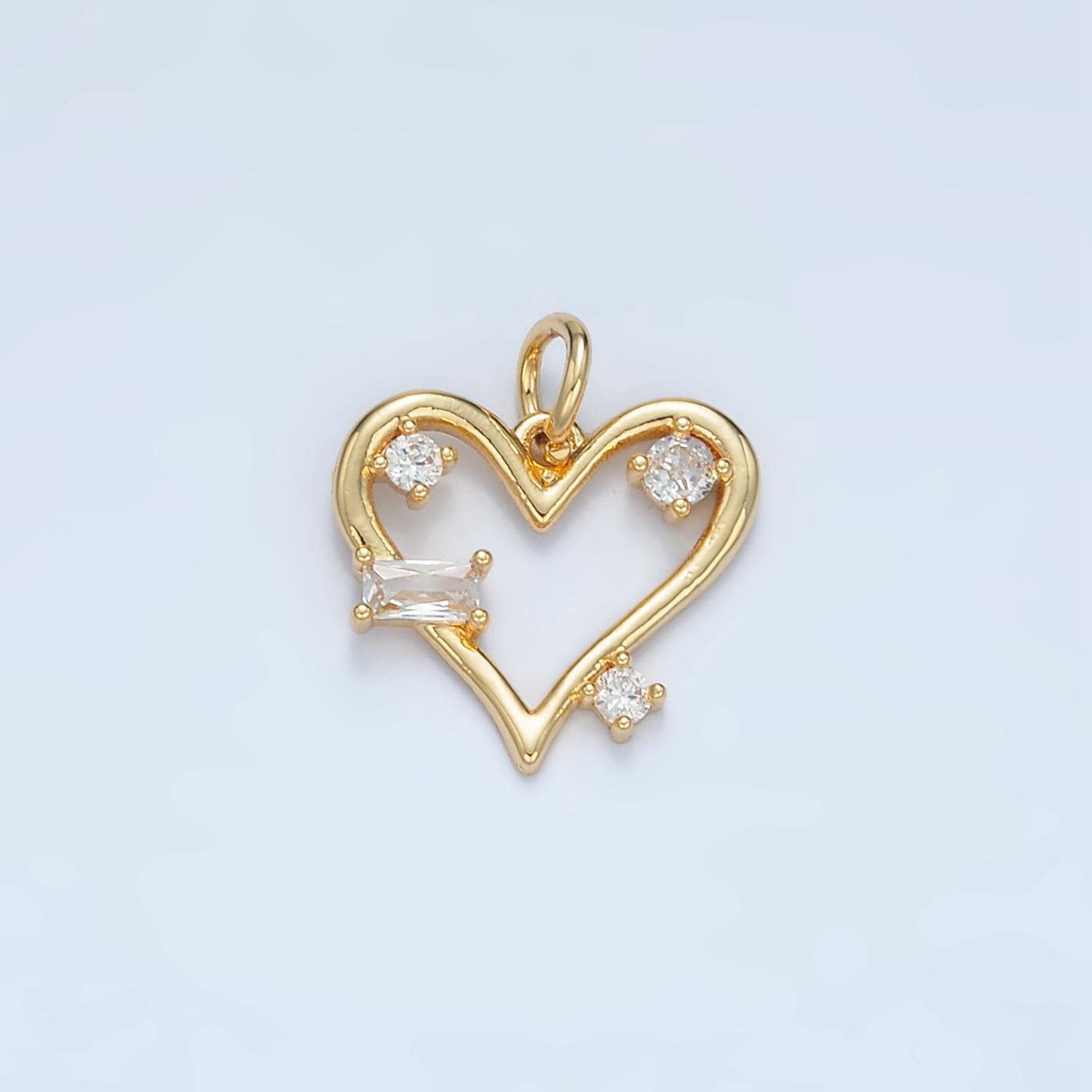 Mini Open Heart Abstract CZ Paved Gold Filled Charm | E-737