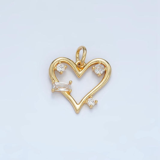 Mini Open Heart Abstract CZ Paved Gold Filled Charm | E-737