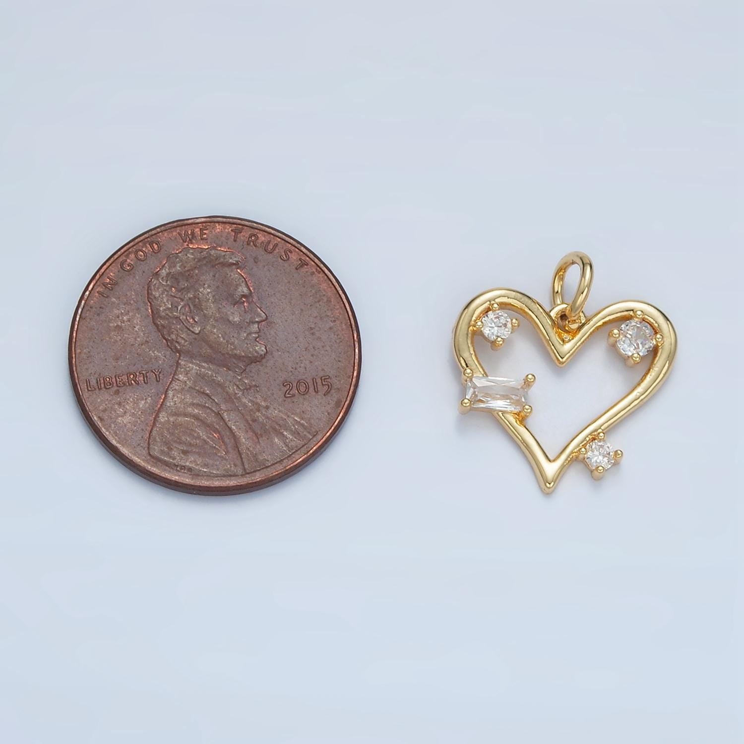 Mini Open Heart Abstract CZ Paved Gold Filled Charm | E-737