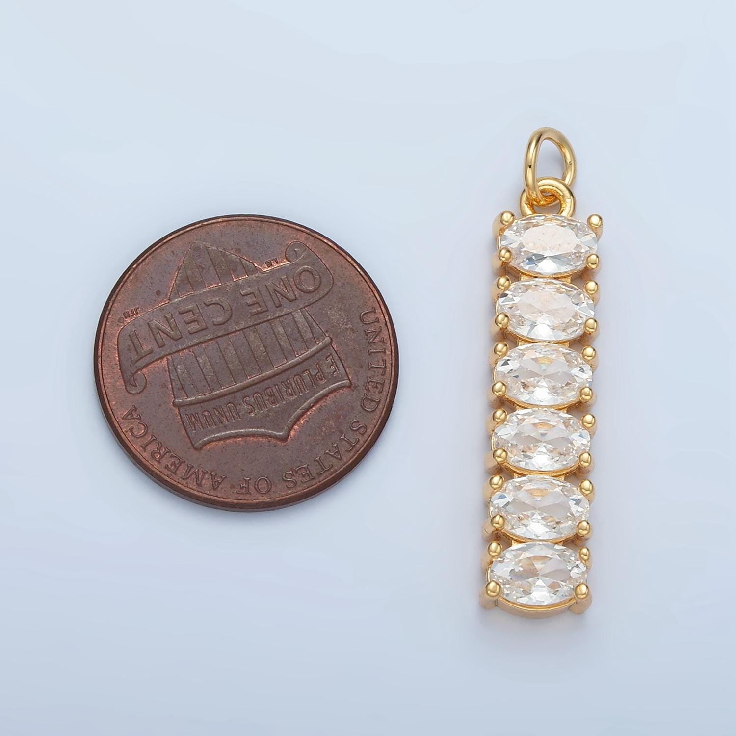 Clear & Multicolor 30mm Oval Linear Gold Filled Charm | M-047 M-046
