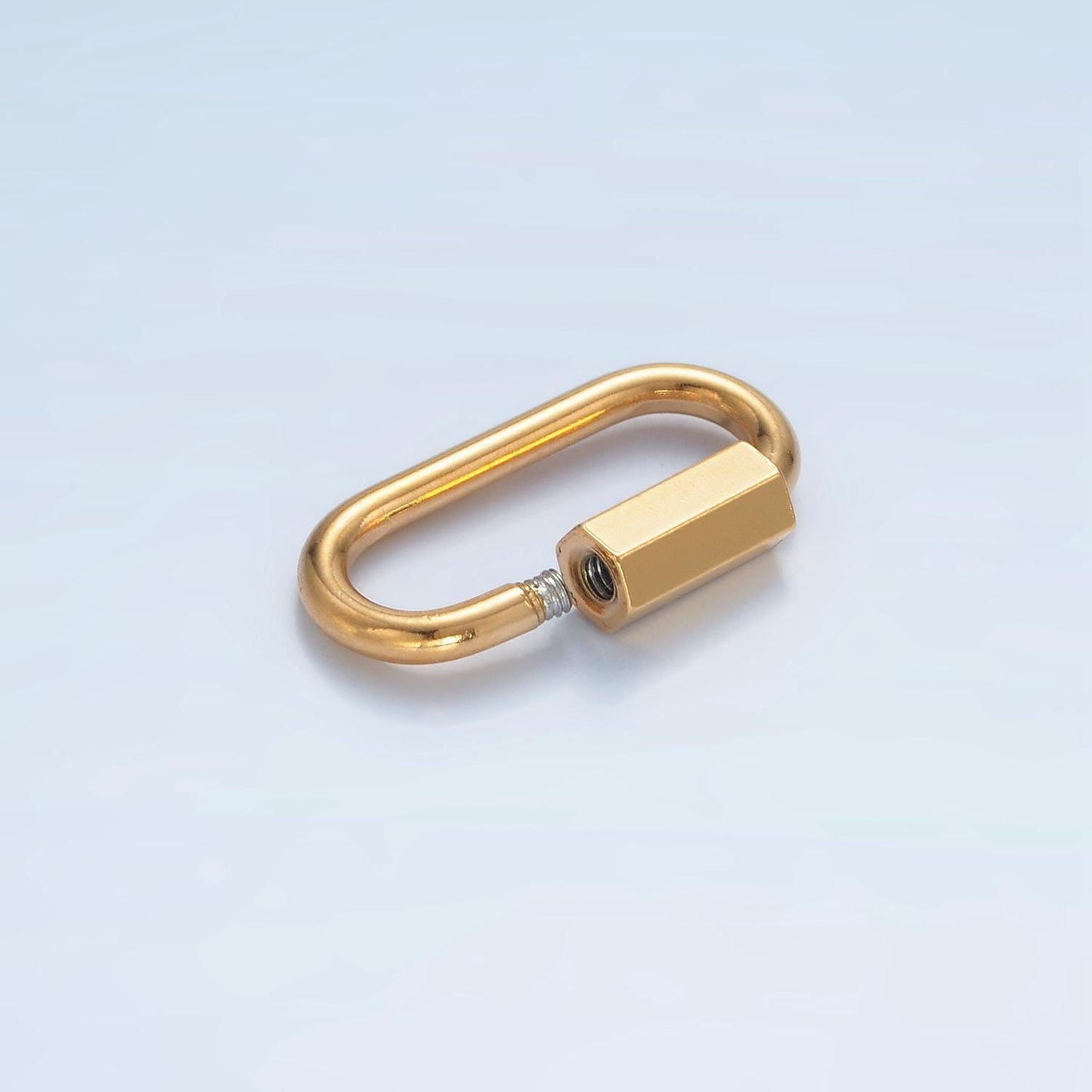 Stainless Steel 20mm Oval Carabiner Clasps Closure Findings Gold Screw Lock Charm Holder | Z-977