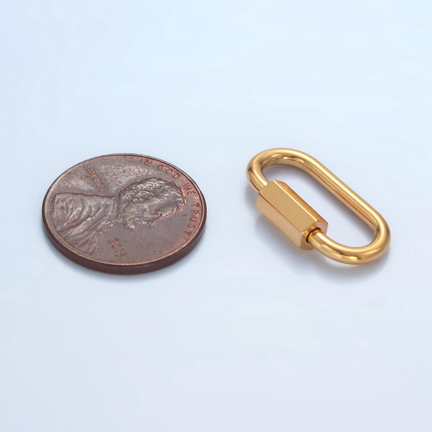 Stainless Steel 20mm Oval Carabiner Clasps Closure Findings Gold Screw Lock Charm Holder | Z-977