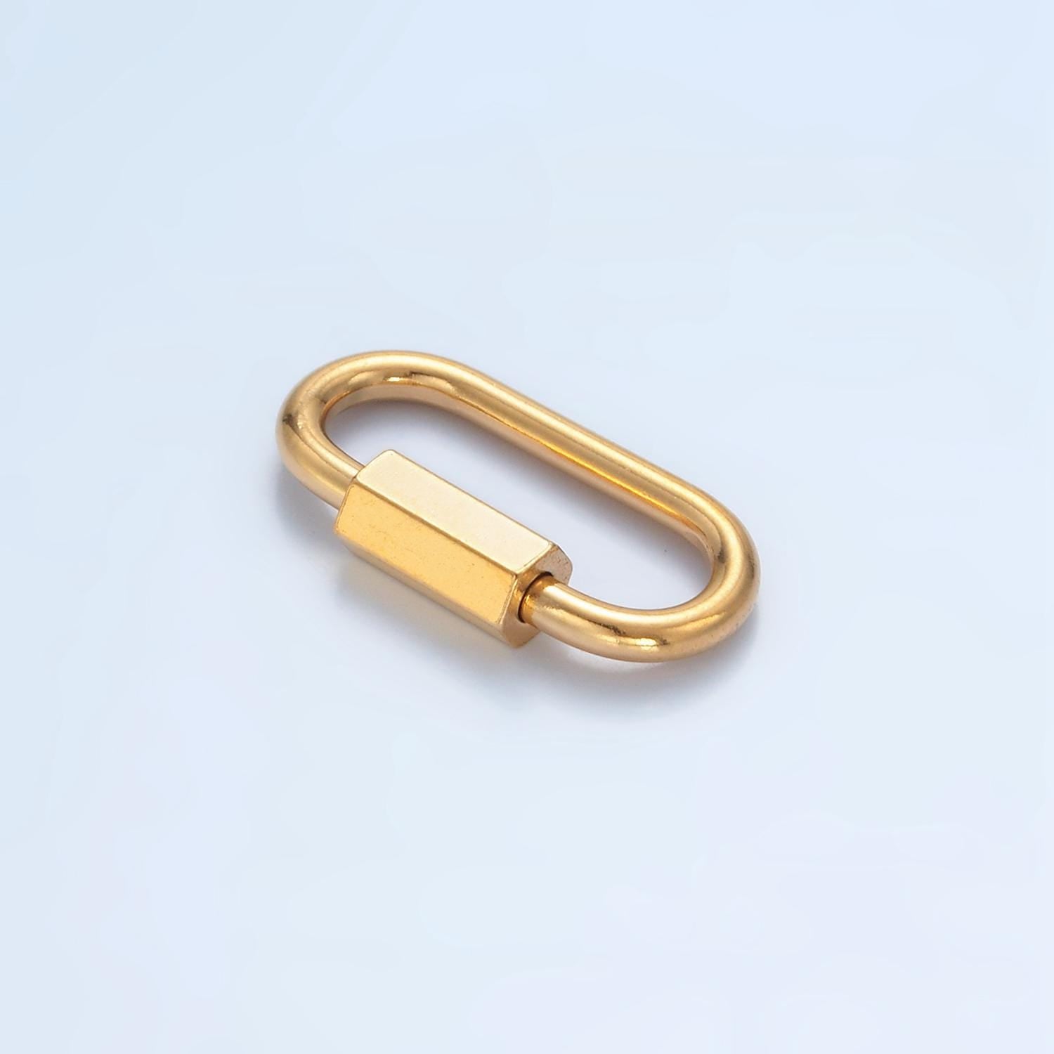 Stainless Steel 20mm Oval Carabiner Clasps Closure Findings Gold Screw Lock Charm Holder | Z-977