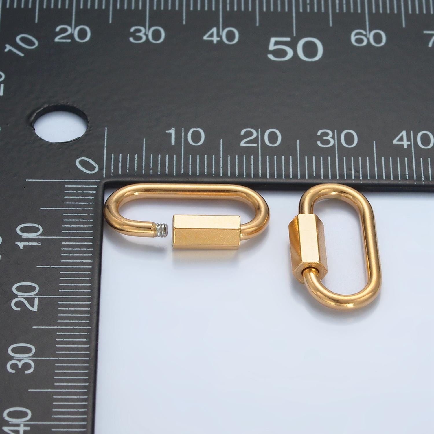Stainless Steel 20mm Oval Carabiner Clasps Closure Findings Gold Screw Lock Charm Holder | Z-977