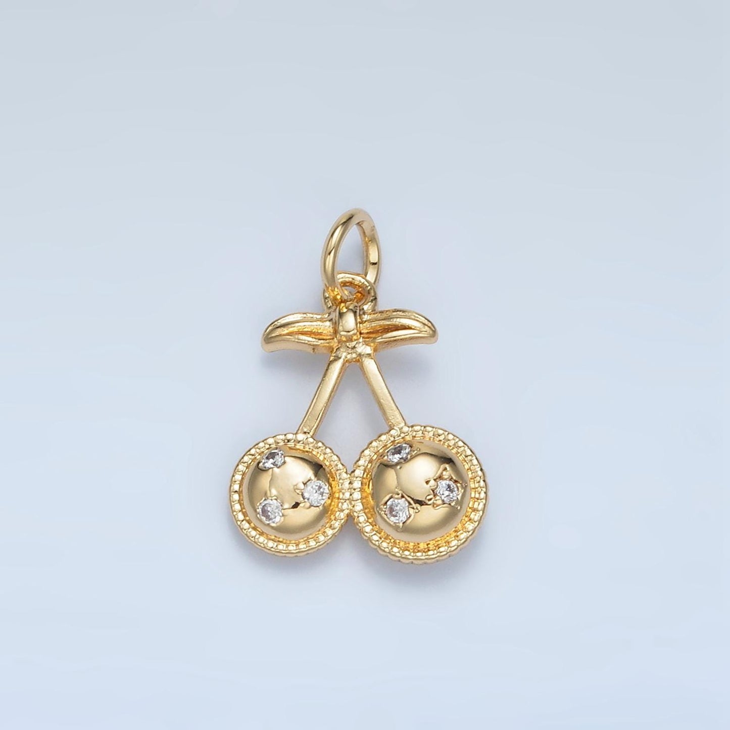 Clear CZ Cherry Fruit Gold Filled Charm | M-045