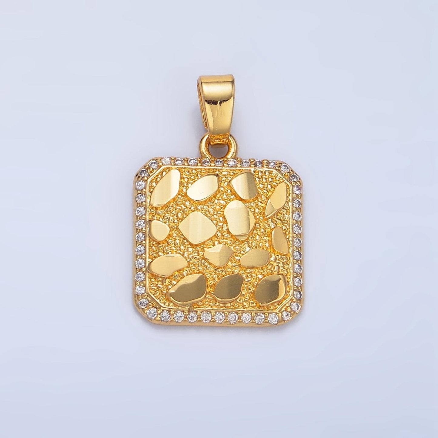 Gold Square Mosaic Tile Charm for Necklace Pendant Medallion Geometric Jewelry Making Supply AA945