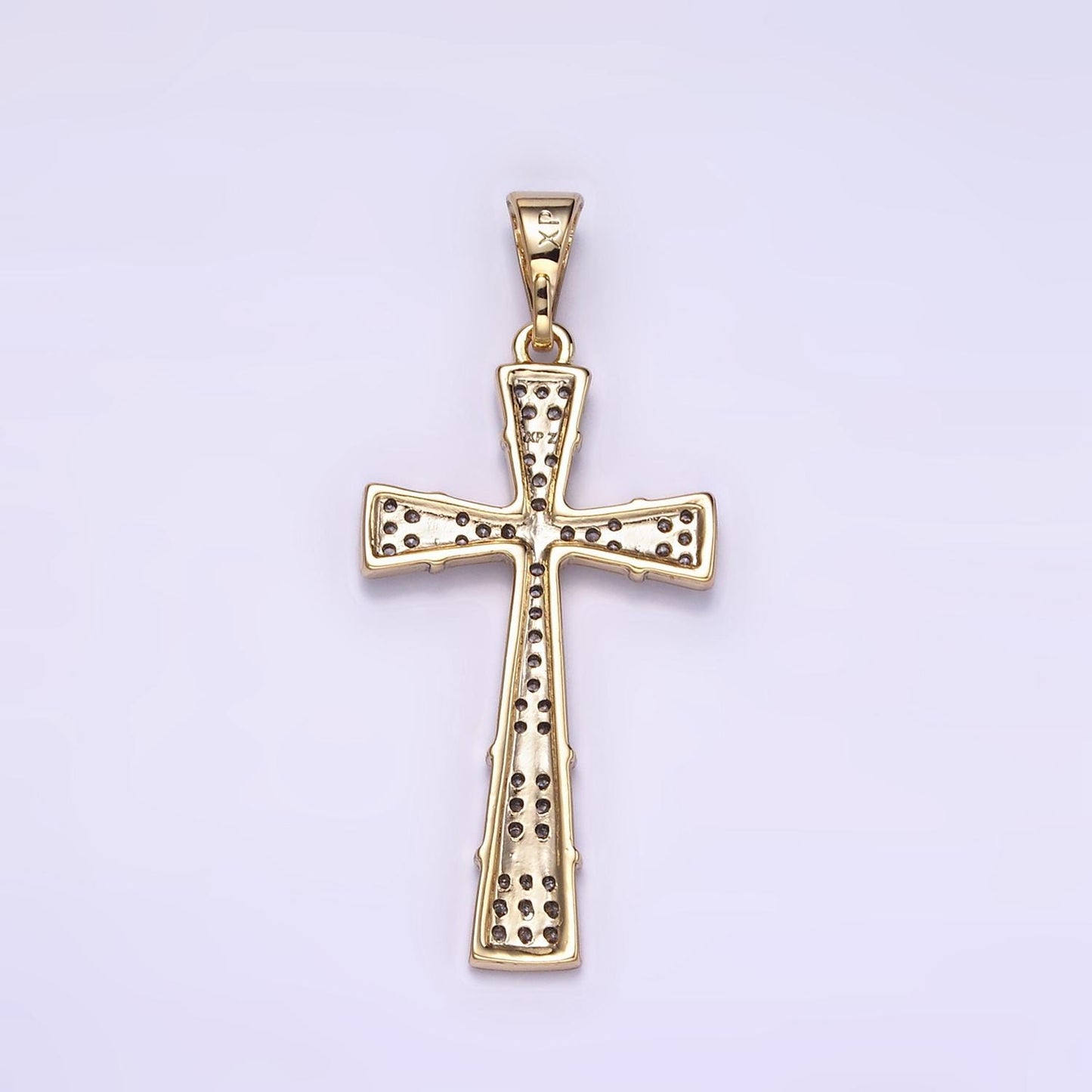CZ Micro Paved Tied Religious Cross 14k Gold Filled Pendant | I-895