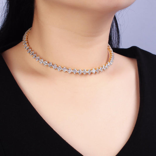 Dainty 14K Gold Filled Tennis Collar Necklace Classic 7.2mm Choker Necklace Clear Cubic Zirconia CZ Wholesale Necklace WA1912