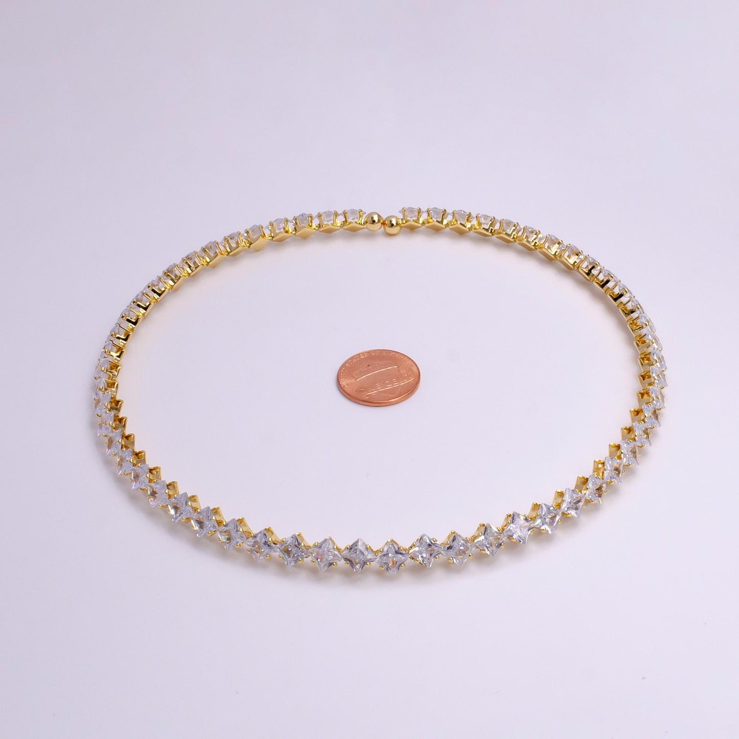 Dainty 14K Gold Filled Tennis Collar Necklace Classic 7.2mm Choker Necklace Clear Cubic Zirconia CZ Wholesale Necklace WA1912