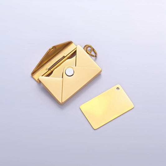 Dainty Gold Envelope Charm Open Letter Charm Engravable Blank Letter Charm for Personalized Message Jewelry P-1521