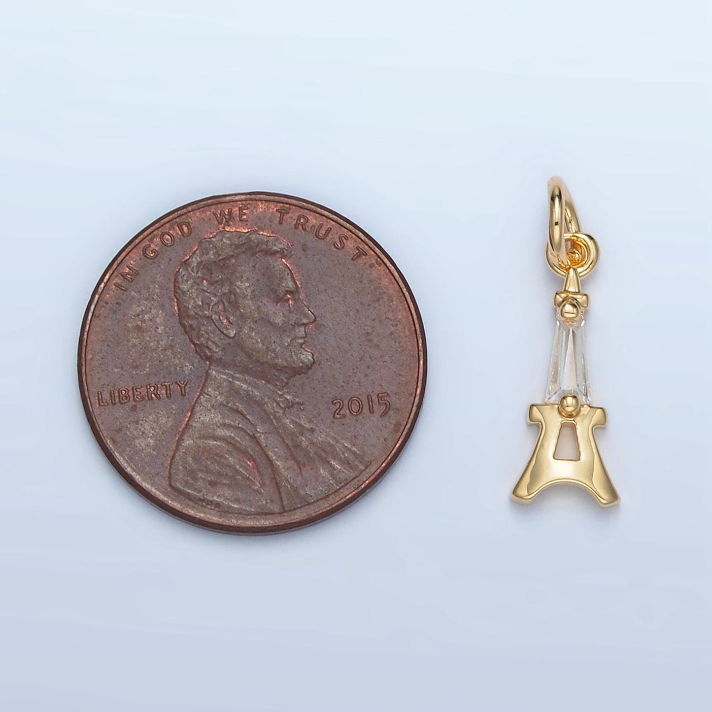 Mini Eiffel Tower CZ Paved 24K Gold Filled Charm | M-043