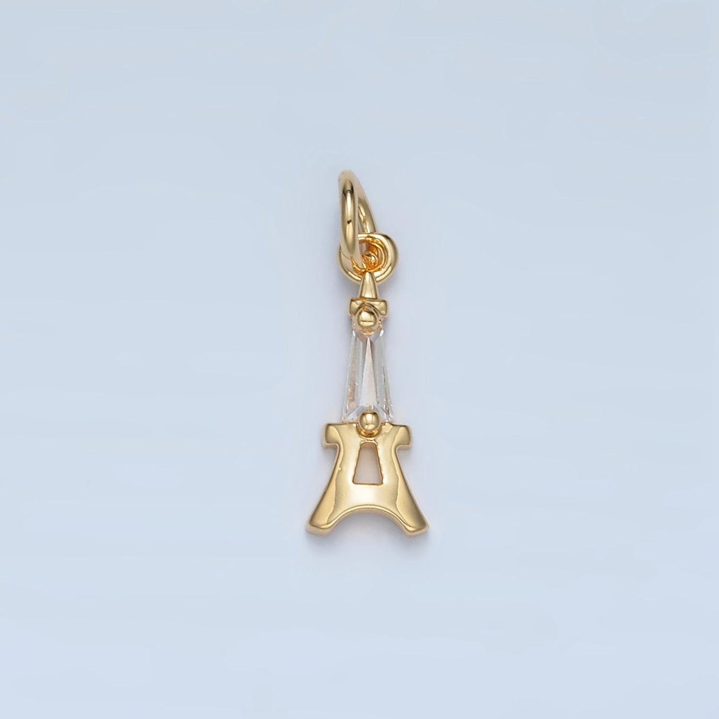 Mini Eiffel Tower CZ Paved 24K Gold Filled Charm | M-043