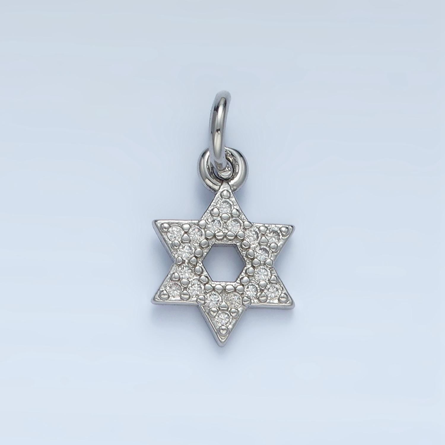 Open Micro Paved CZ Jewish Star Gold Filled in Silver & Gold | E-916