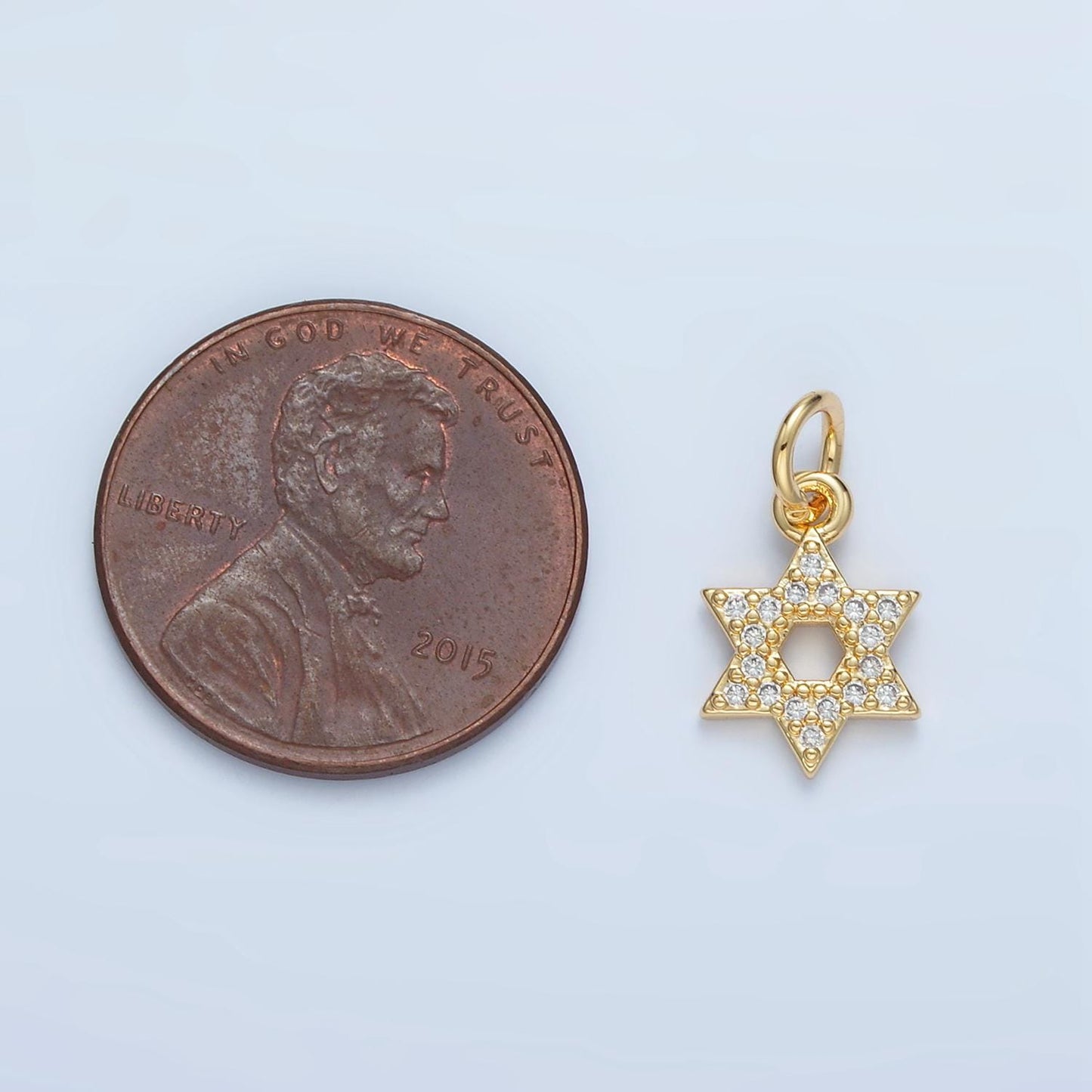Open Micro Paved CZ Jewish Star Gold Filled in Silver & Gold | E-916