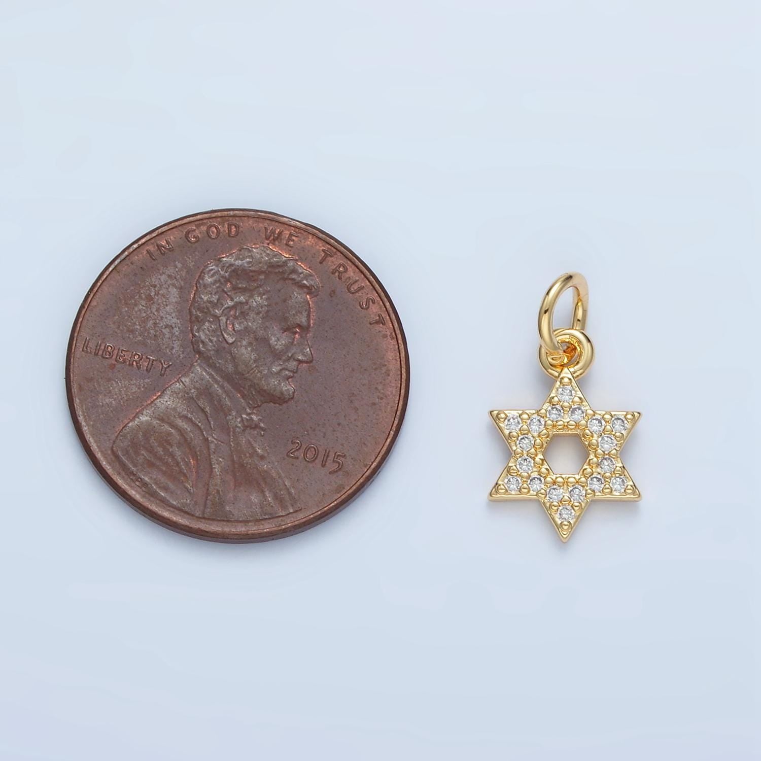 Open Micro Paved CZ Jewish Star Gold Filled in Silver & Gold | E-916