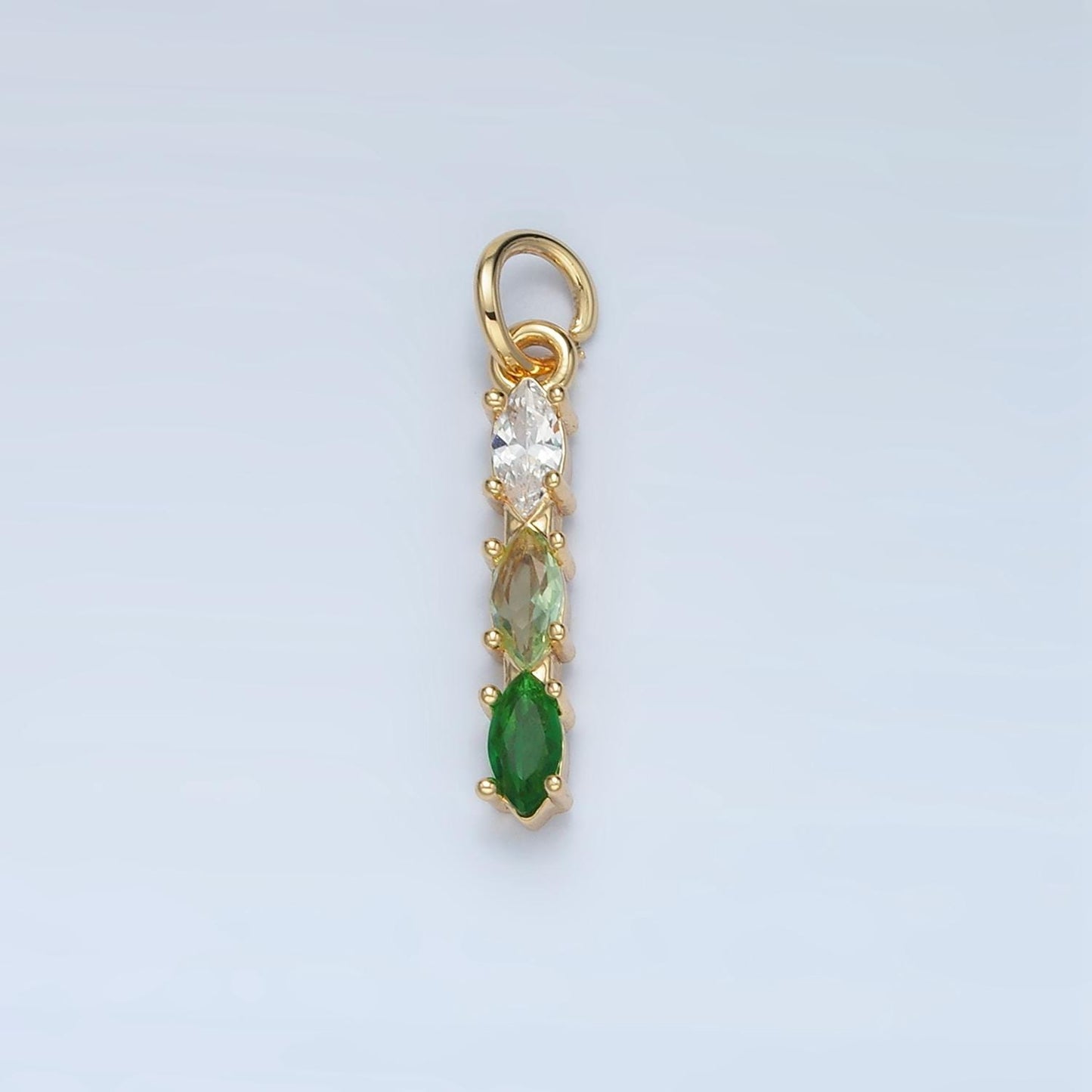 Purple, Green, Clear, Blue, Pink CZ Triple Marquise Linear Charm | X565-X567