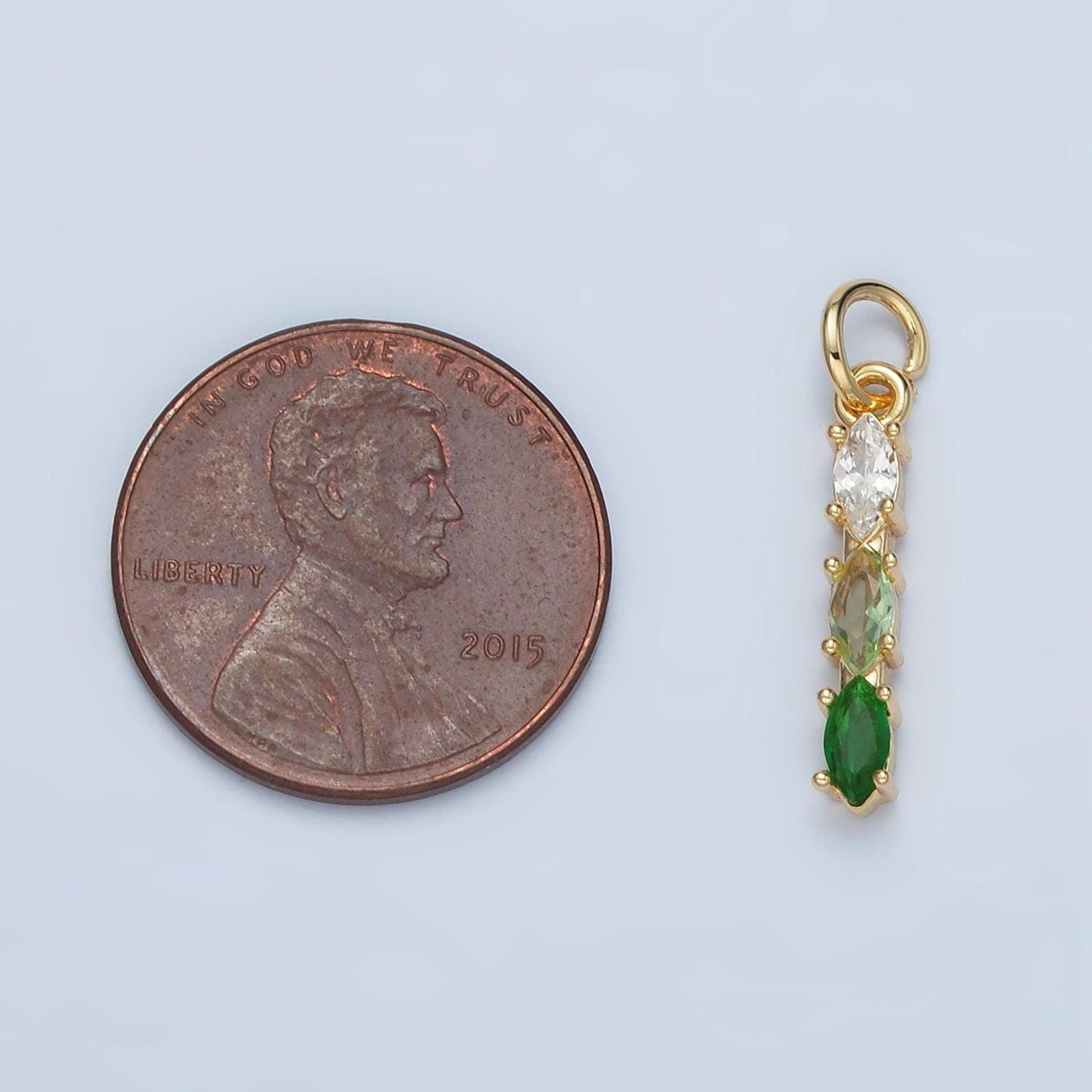 Purple, Green, Clear, Blue, Pink CZ Triple Marquise Linear Charm | X565-X567