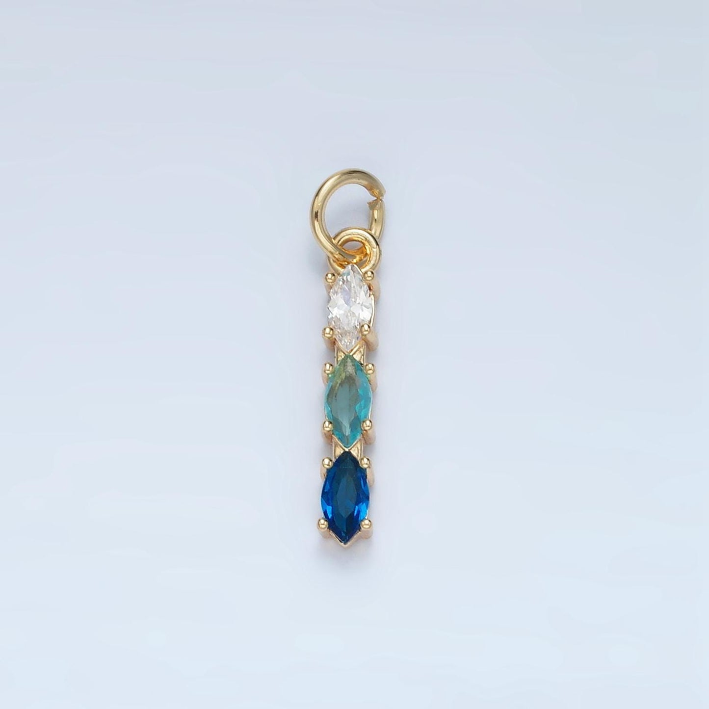 Purple, Green, Clear, Blue, Pink CZ Triple Marquise Linear Charm | X565-X567