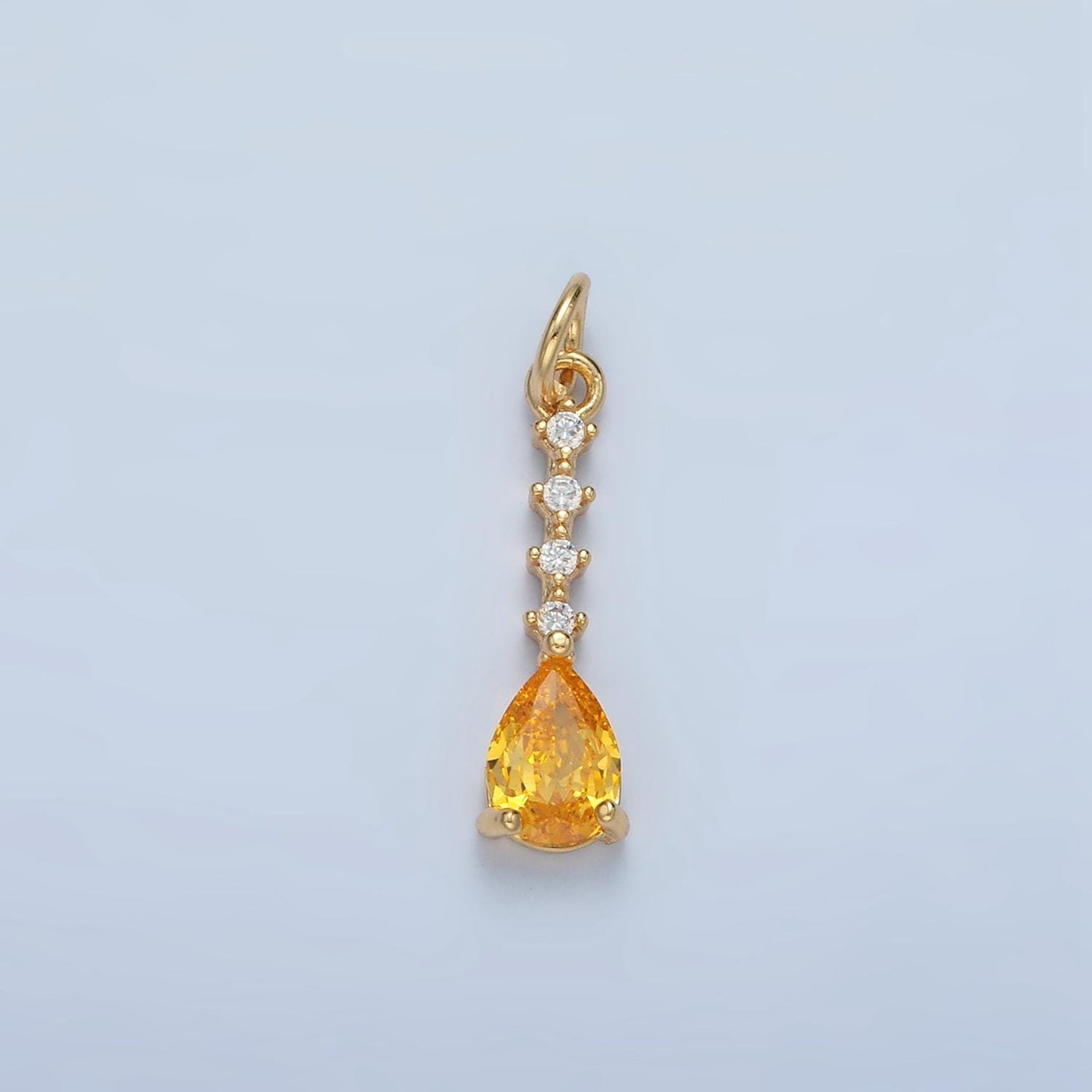 Pink, Yellow & Clear CZ Teardrop Linear Charm | X557-X558