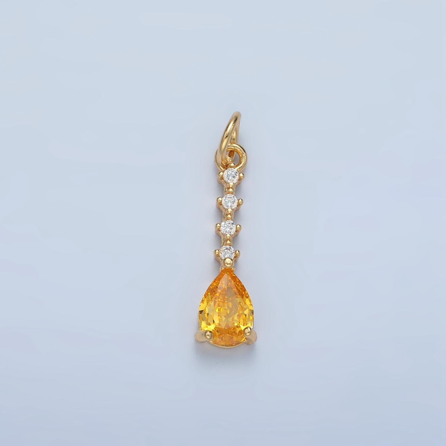 Pink, Yellow & Clear CZ Teardrop Linear Charm | X557-X558