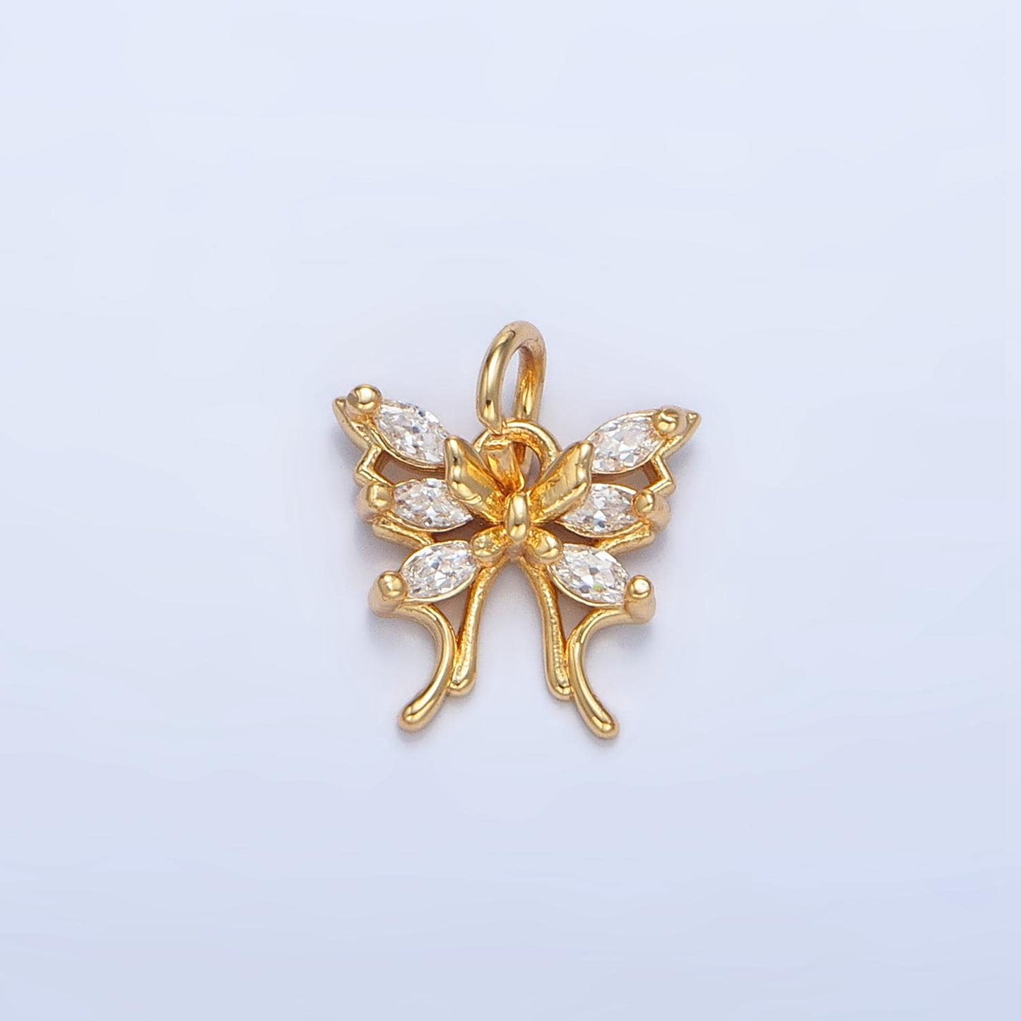 Open Y2K Marquise CZ Butterfly, 24K Gold Filled Animal Charm | X-711